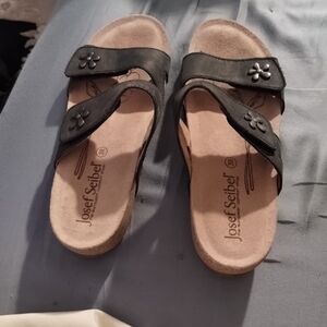 Josef SeibelTonga Blue Floral Slide Sandals Sz ,39